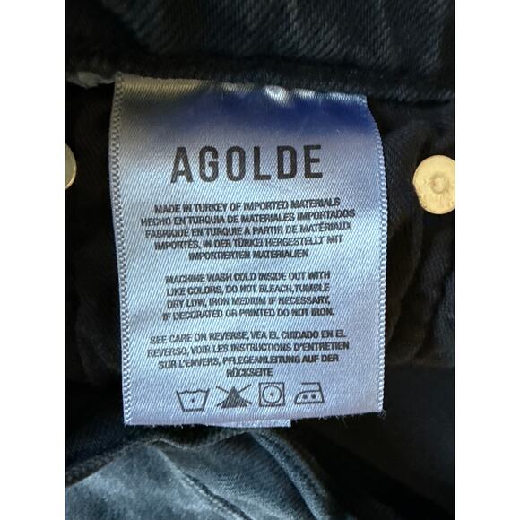Agolde Toni MidRise Straight Jean Frayed Hem Size 27 Black - Picture 12 of 14
